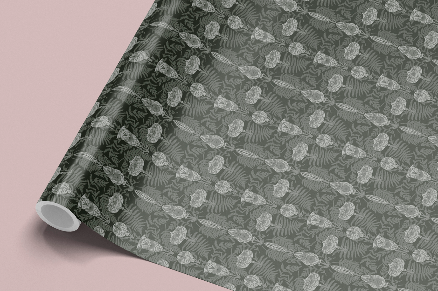 Green and White Festive Fern Wrapping Paper