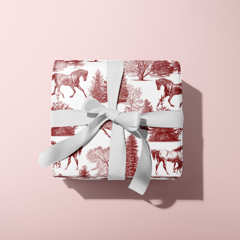Burgundy Christmas Equestrian Toile