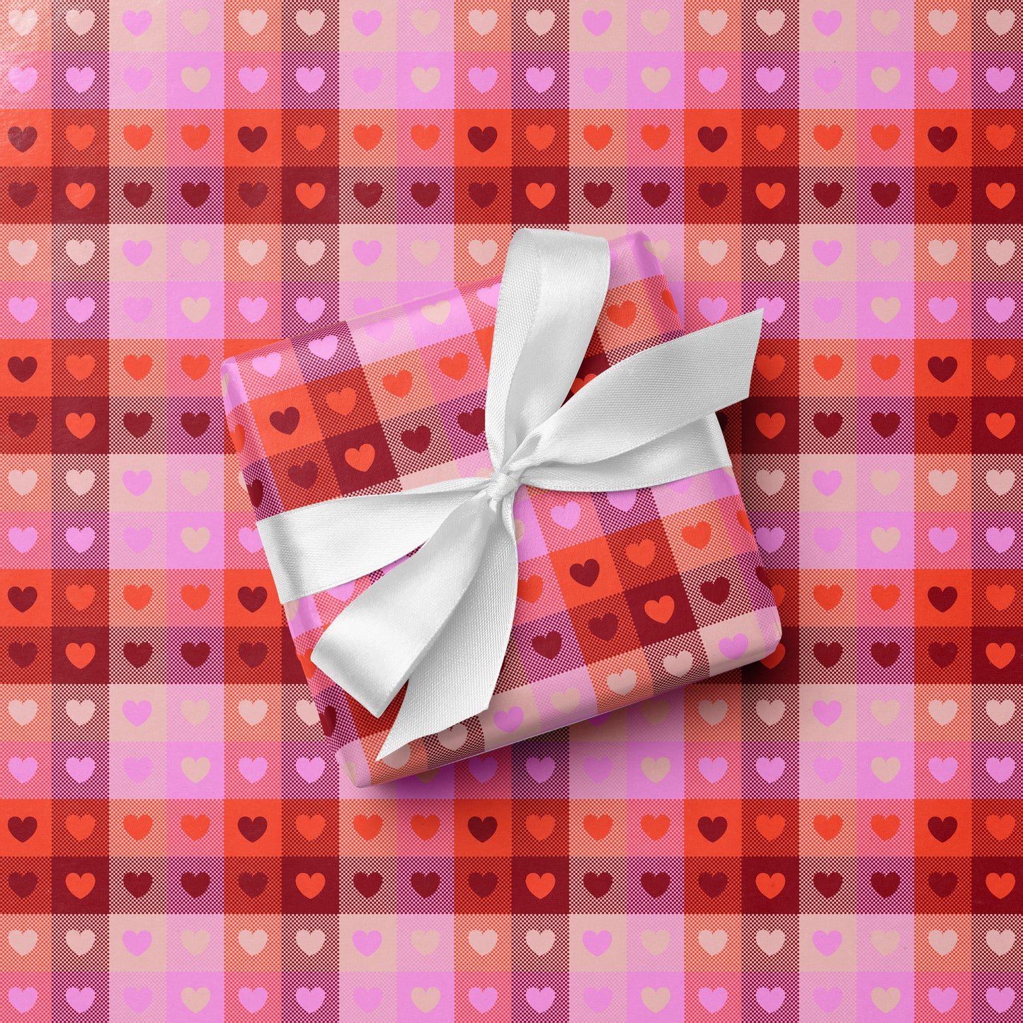 Plaid Hearts Valentine's Wrapping Paper