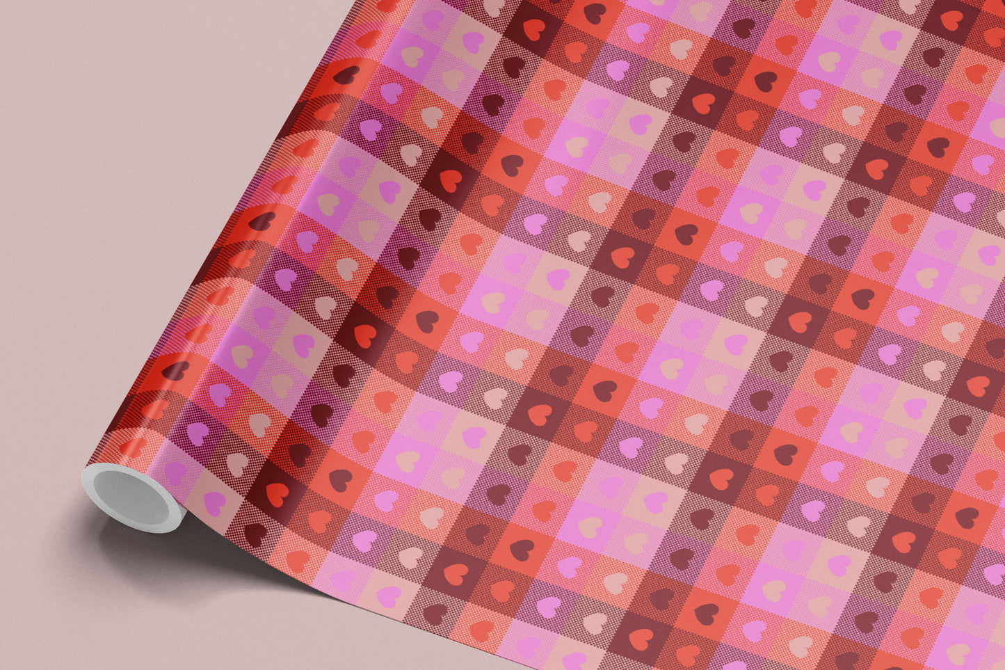 Plaid Hearts Valentine's Wrapping Paper