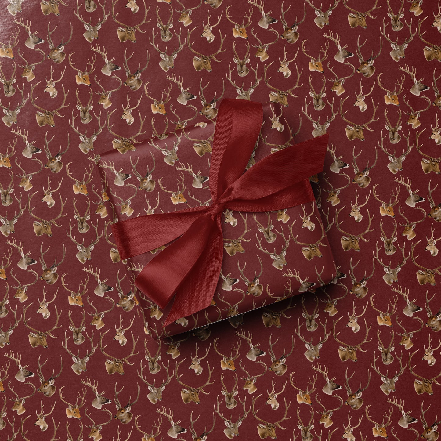 Burgundy 'Oh Deer' Christmas Wrapping Paper