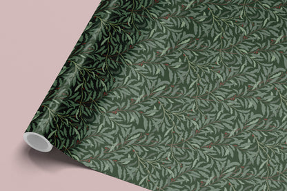 'Holly Jolly' Christmas Wrapping Paper - Dark Green