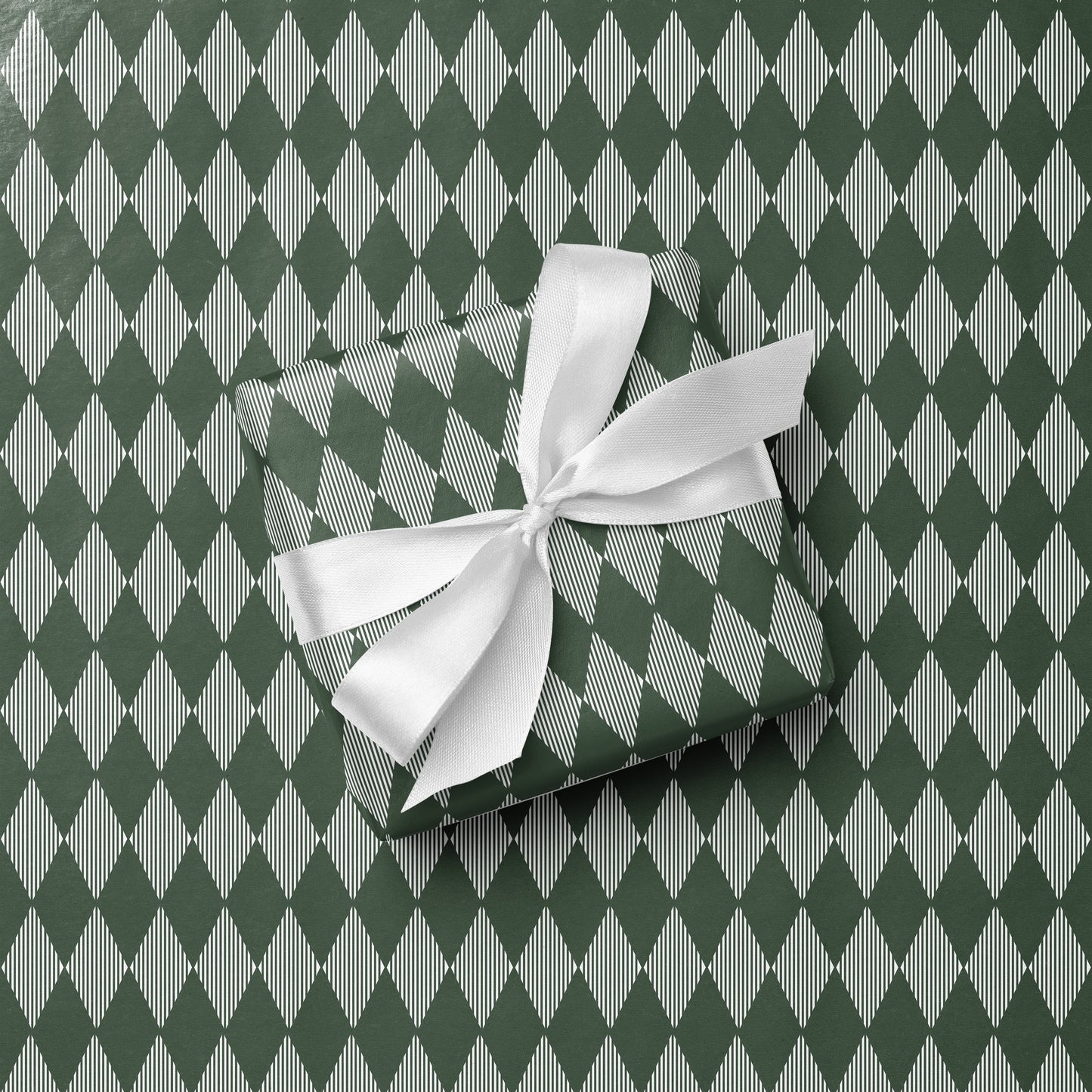 Striped Harlequin Wrapping Paper - Green