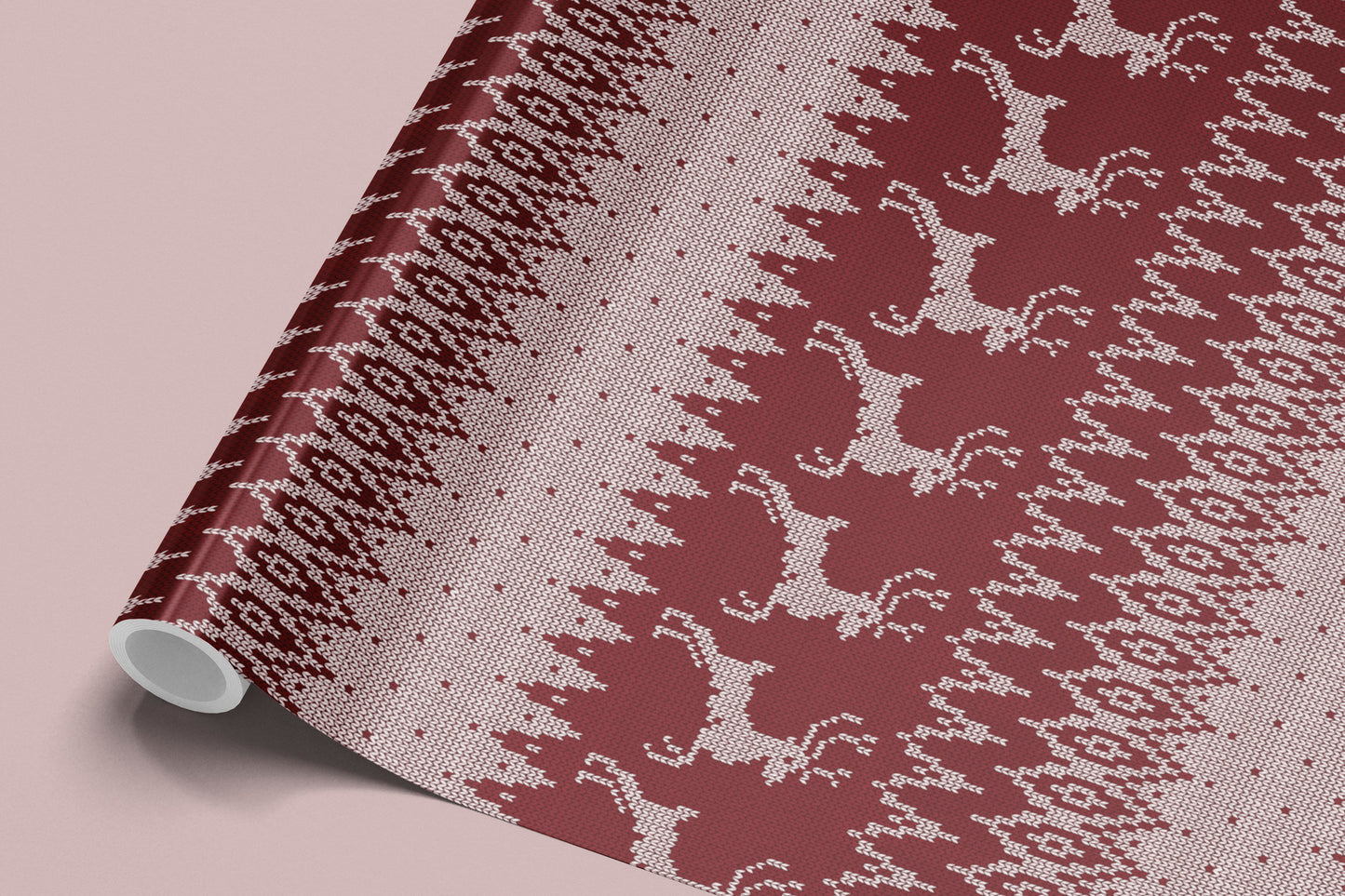 Reindeer Faire Isle Wrapping Paper - Burgundy